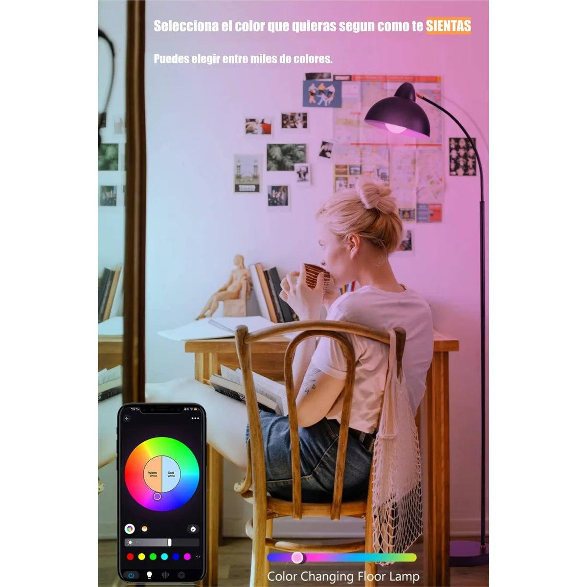 Lámpara De Piso Pie Moderna Con Bombillo Inteligente