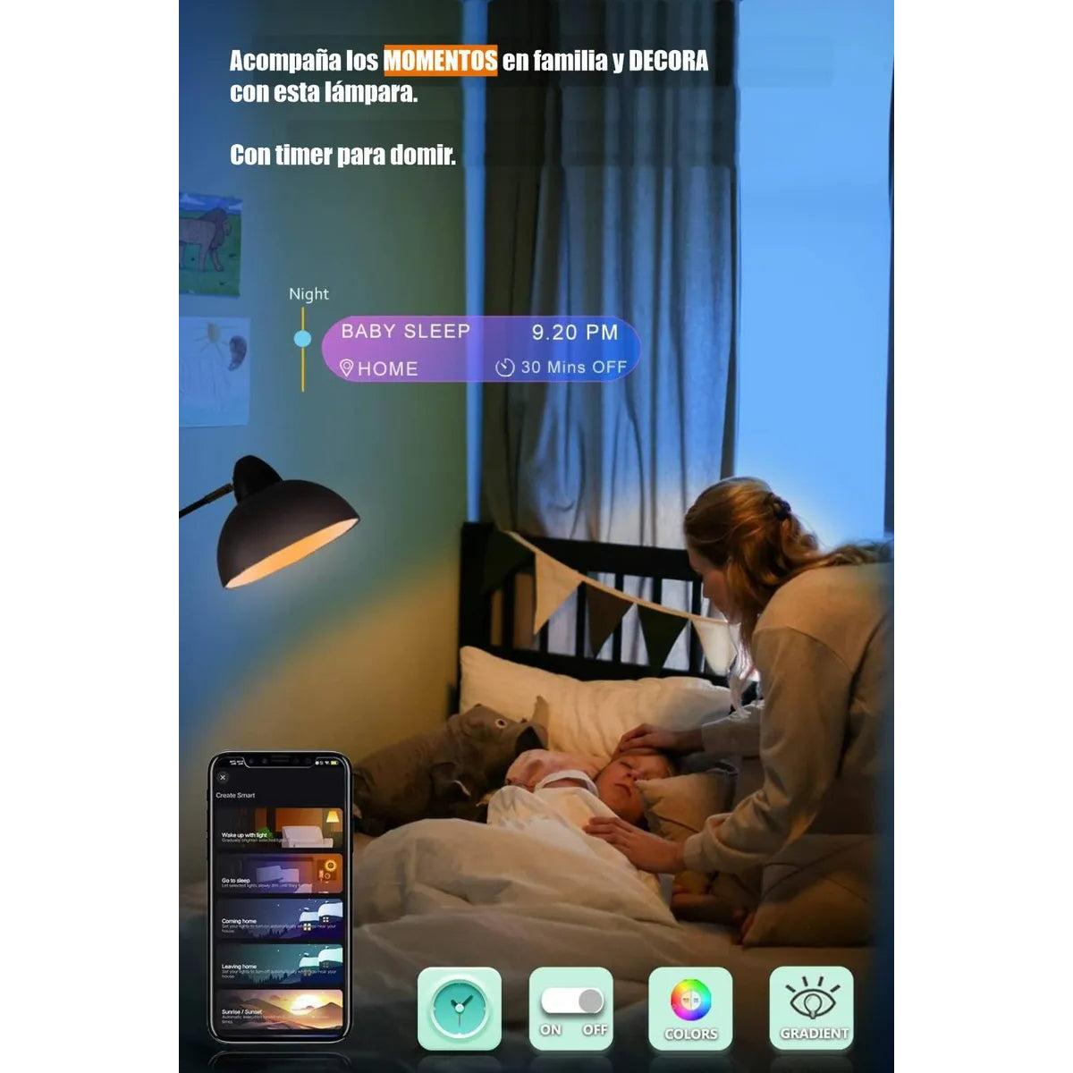Lámpara De Piso Pie Moderna Con Bombillo Inteligente