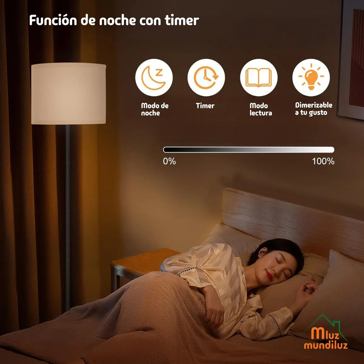 Lámpara De Piso Pie Inteligente Moderna Con Bombillo