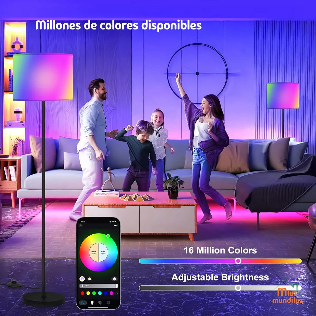 Lámpara De Piso Pie Inteligente Moderna Con Bombillo