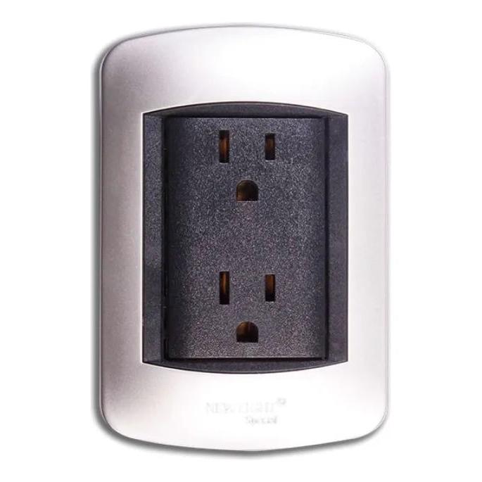 Toma Doble Para Pared Silver Black Plara De Lujo Certificada