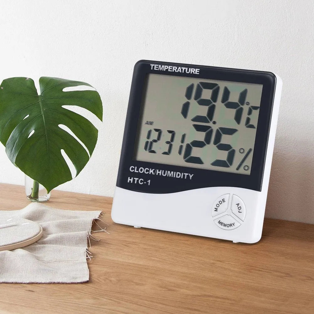 Medidor Humedad Termo Hidrómetro Reloj Digital