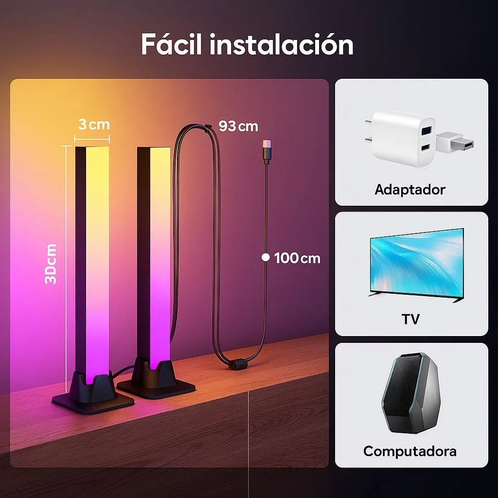 Barras De Luz Led Inteligente Con Sensor Sonido Ritmo Gamer