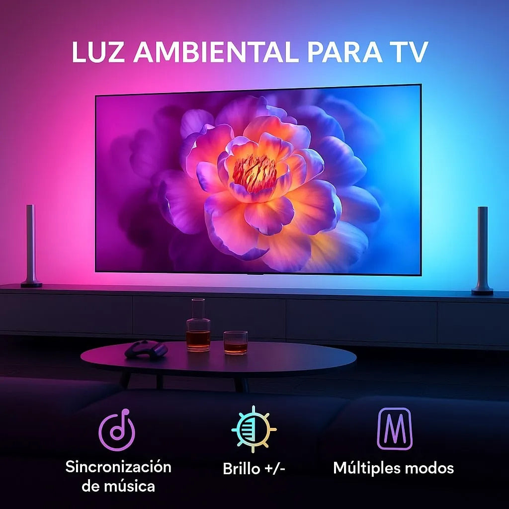 Barras De Luz Led Inteligente Con Sensor Sonido Ritmo Gamer