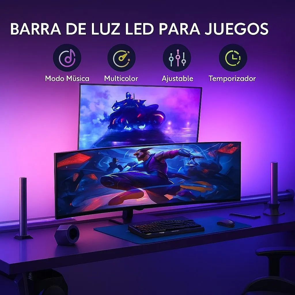 Barras De Luz Led Inteligente Con Sensor Sonido Ritmo Gamer