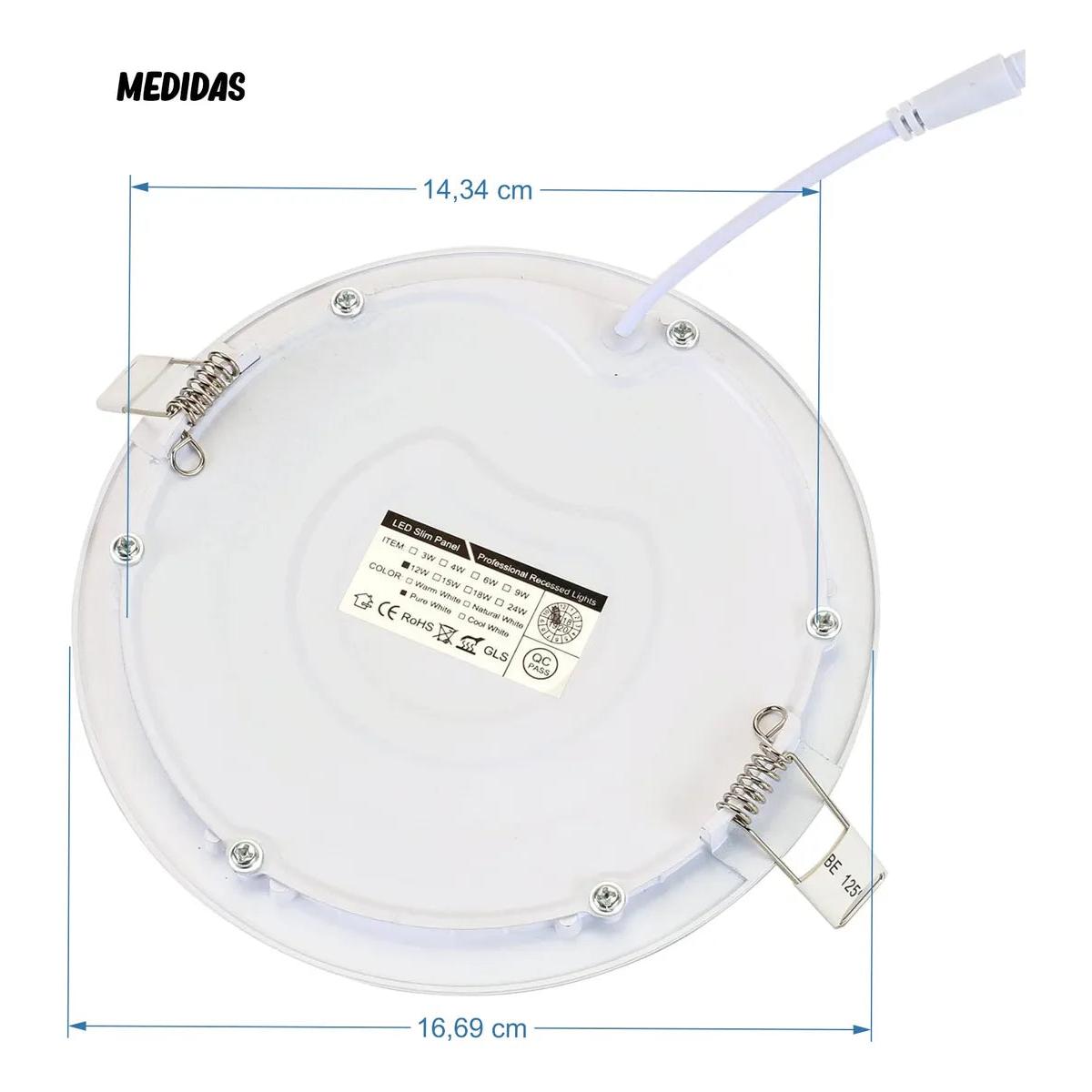 Panel Led 12w Redondo Incrustar