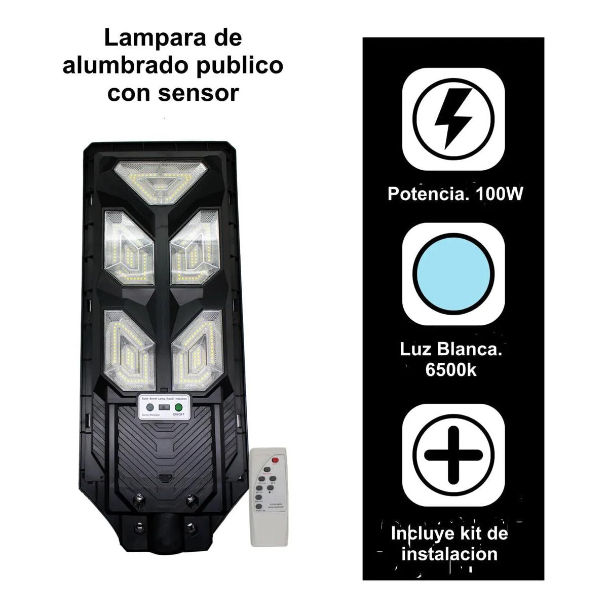 Lámpara Solar De Alumbrado Público 100w. Éxito Corp.