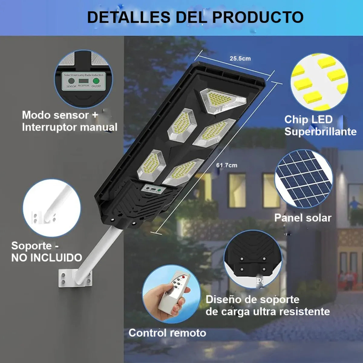 Lámpara Solar De Alumbrado Público 100w. Éxito Corp.