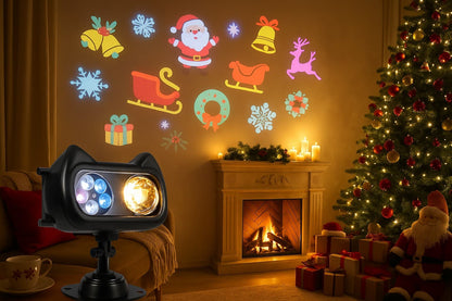 Proyector Reflector Figuras De Navidad Giratorias Multicolor