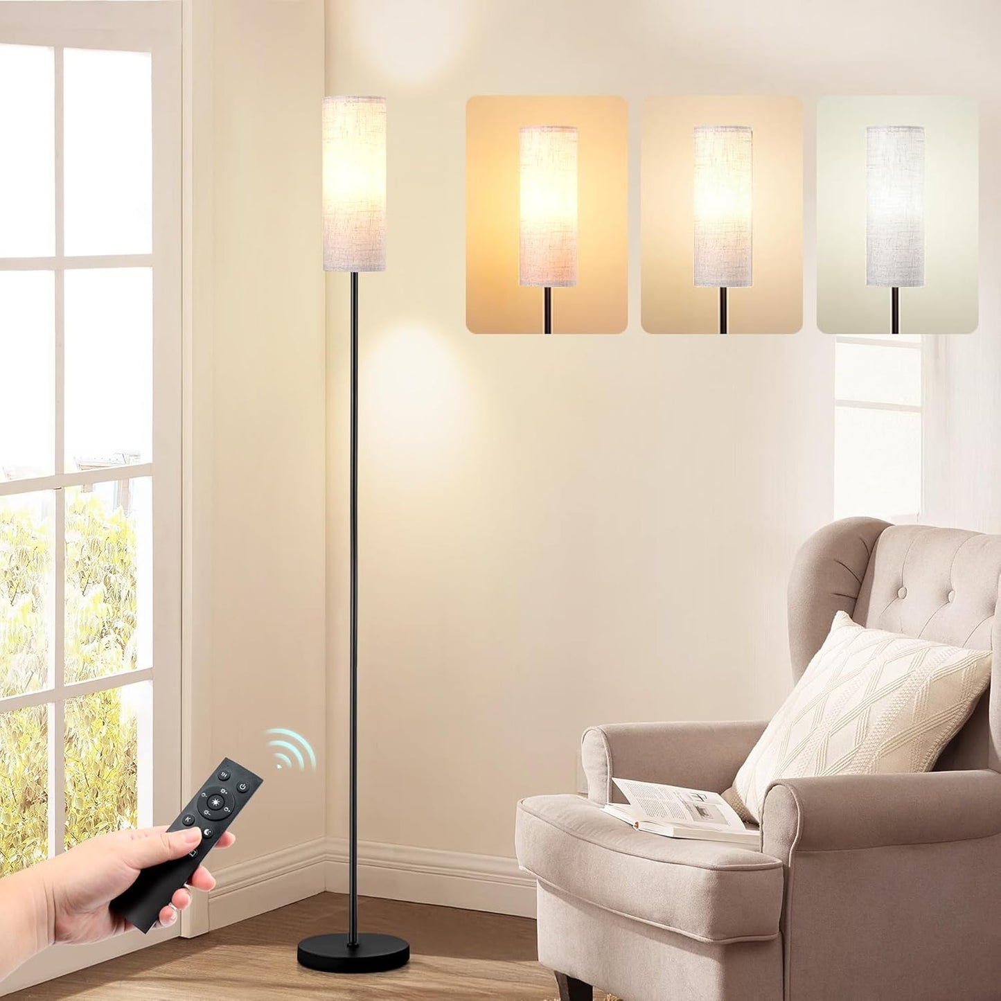Lámpara De Piso Pie Moderna Con Caperuza Para Sala