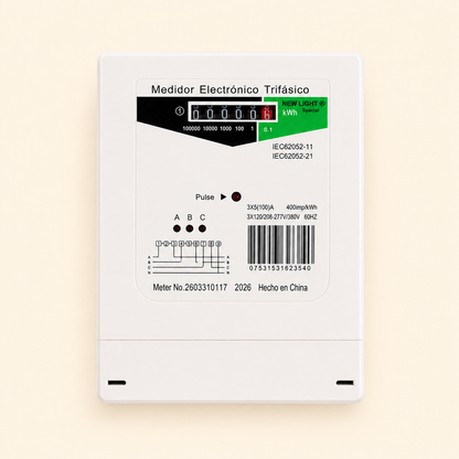 Medidor Eléctrico Trifásico 3 Fases + Neutro 100a Kwh