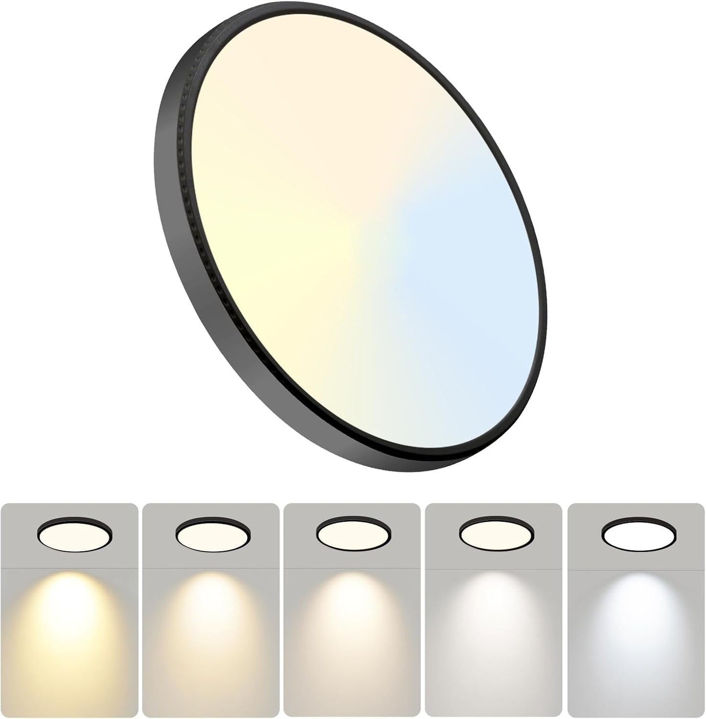 Panel Led 16w 5 Tonos 18cm Plafón Sobreponer Negro