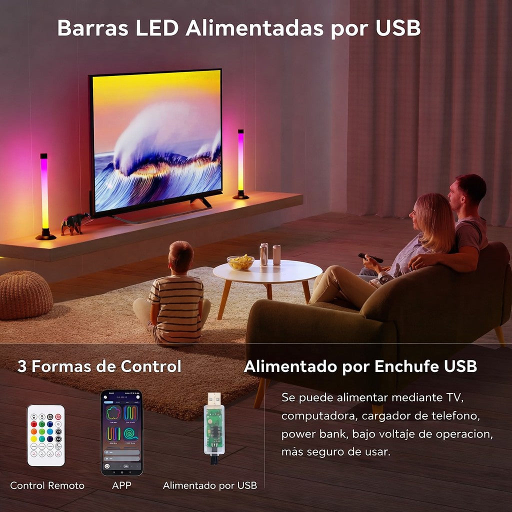 Barras De Luz Led Inteligente Con Sensor Sonido Ritmo Gamer