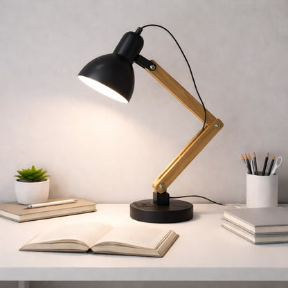 Lampara De Mesa Escritorio De Brazo Madera