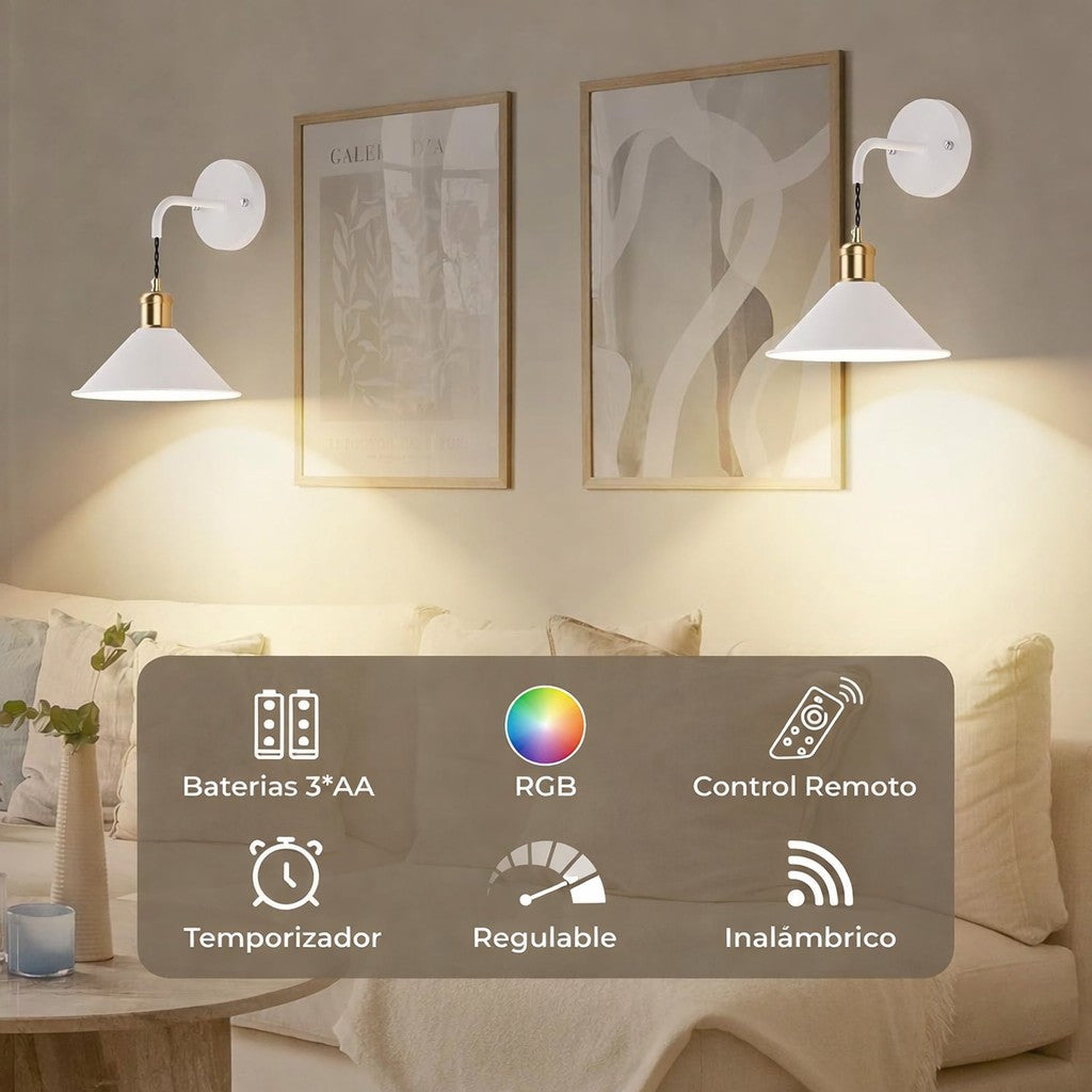 Lampara Aplique De Pared Inalambrica Moderna