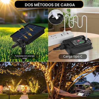 Luces Navidad 500 LED 50 Metros Solar Exterior Control