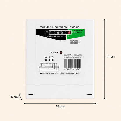 Medidor Eléctrico Trifásico 3 Fases + Neutro 100a Kwh