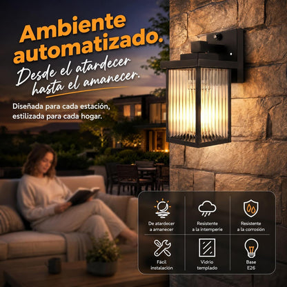 Lámpara Farol De Pared Moderno Con Fotocelda Modelo Dórico