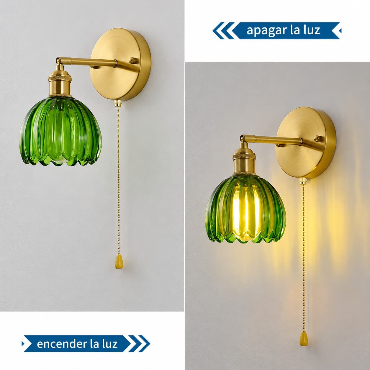 Lampara Aplique De Pared Cristal Vintage Inalambrica