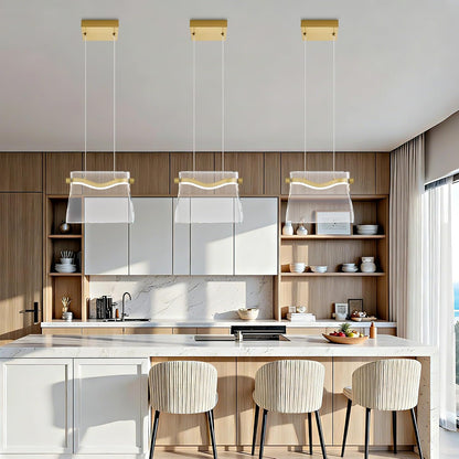 Lámpara Colgante Cristal Led Moderna Dorada Regulable