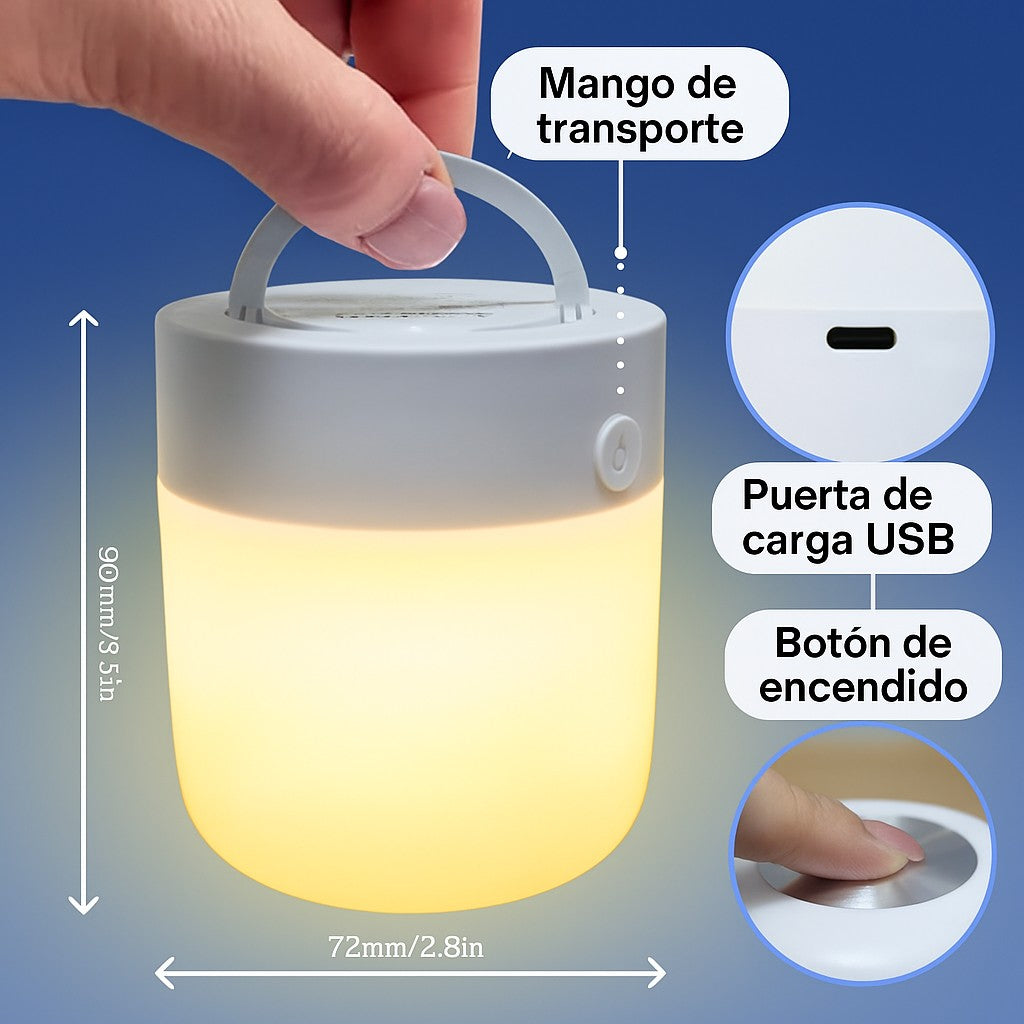 Lámpara Led Mesa Táctil Despertador Recargable Control Bebe