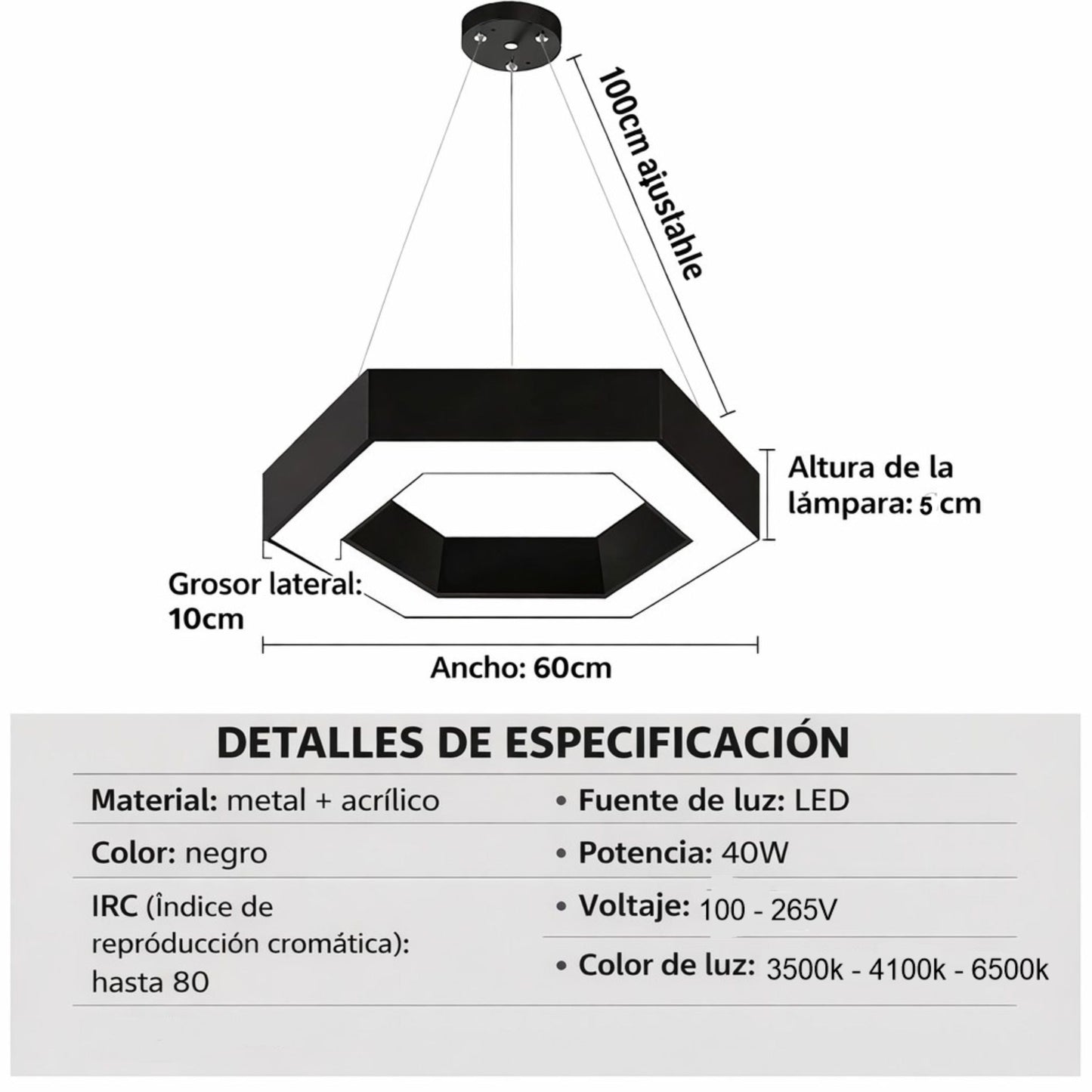 Lámpara De Techo Colgante Hexagonal Moderna