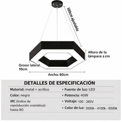 Lámpara De Techo Colgante Hexagonal Moderna