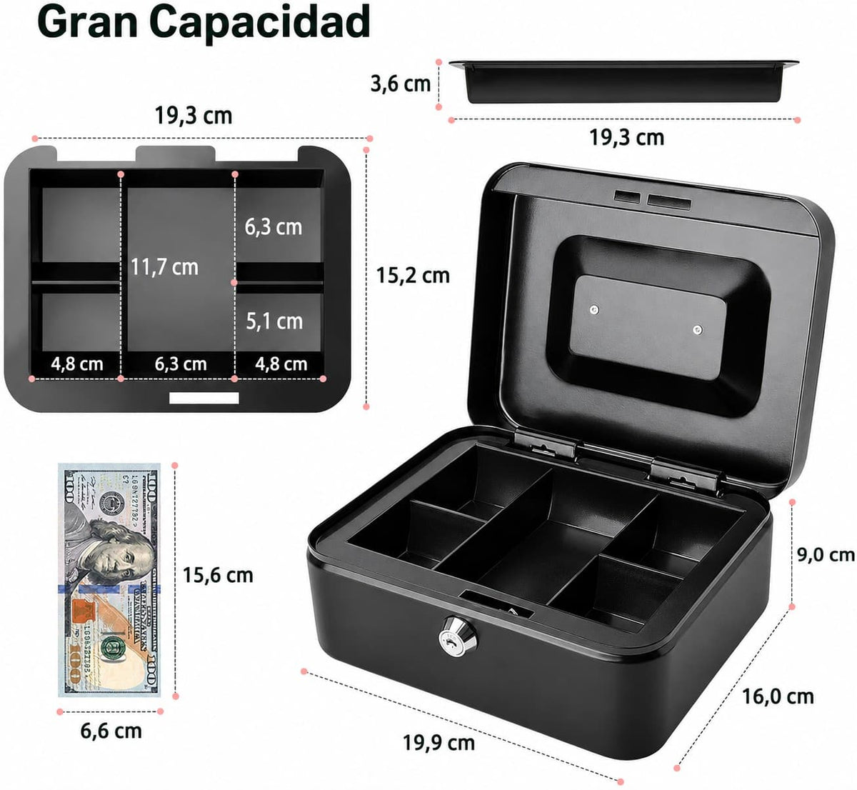 Caja De Seguridad Para Efectivo De Acero