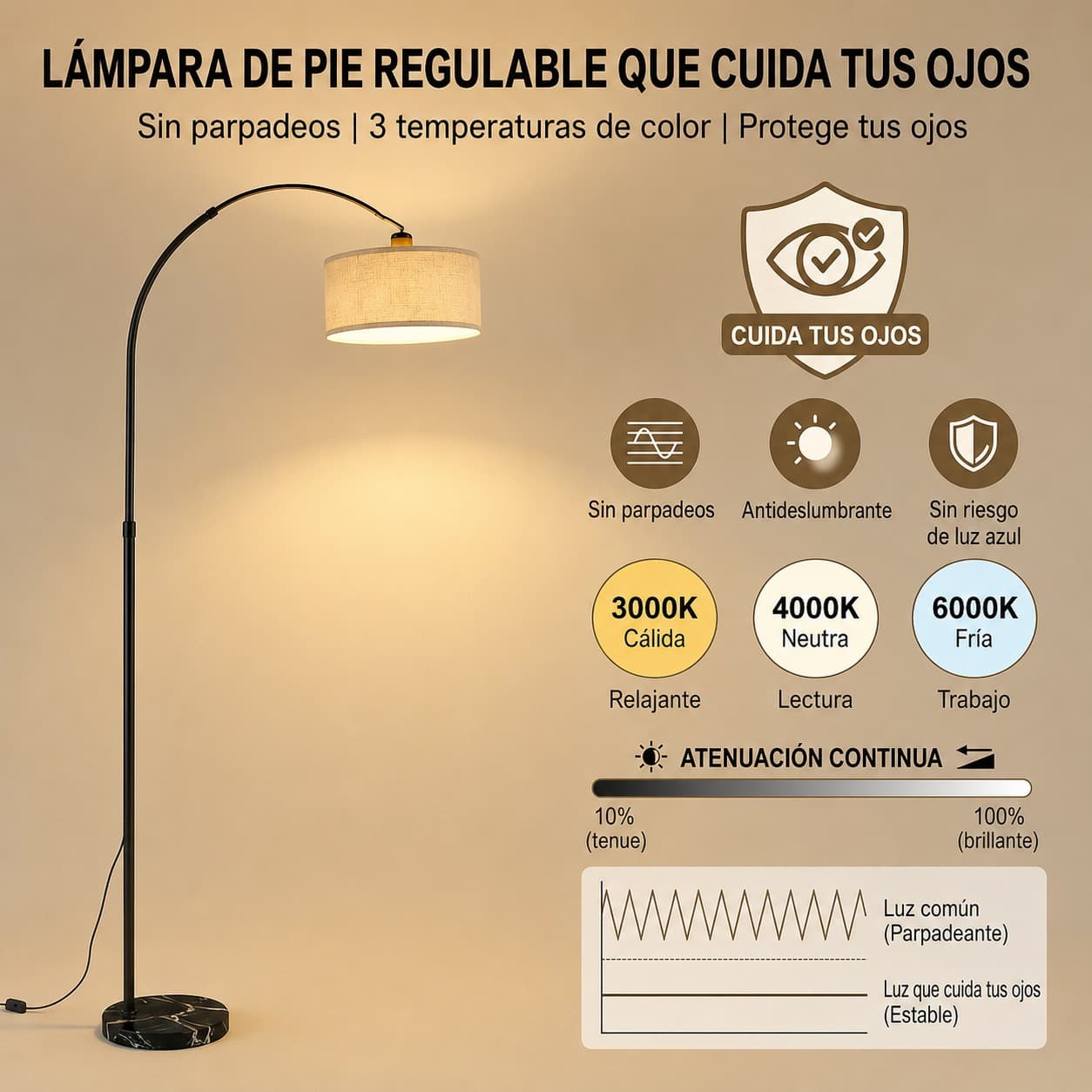 Lampara De Piso Cuello De Cisne Tipo Arco Moderna