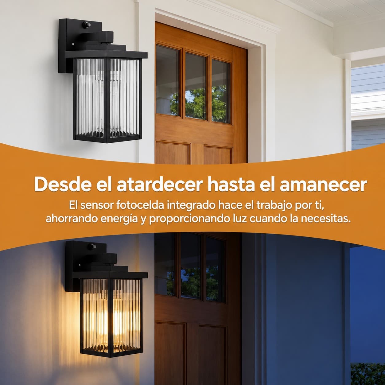 Lámpara Farol De Pared Moderno Con Fotocelda Modelo Dórico