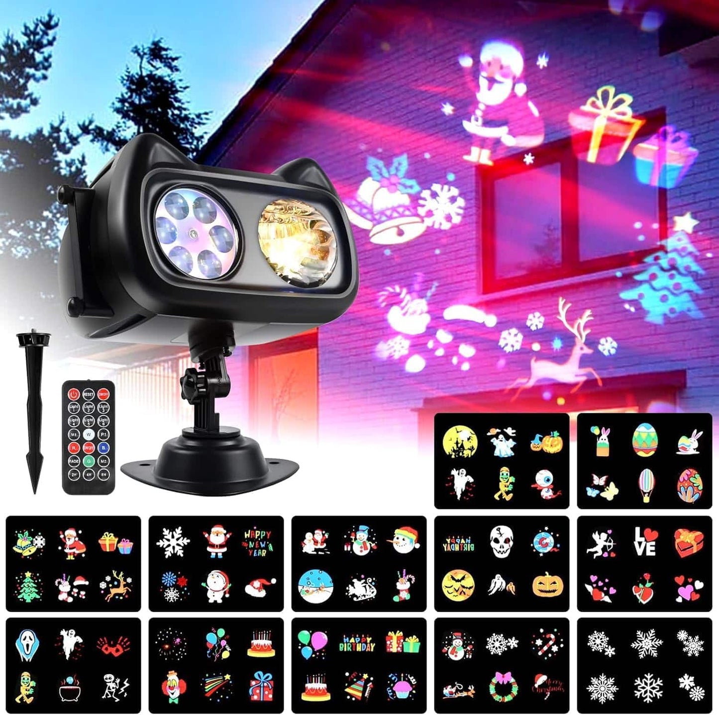 Proyector Reflector Figuras De Navidad Giratorias Multicolor