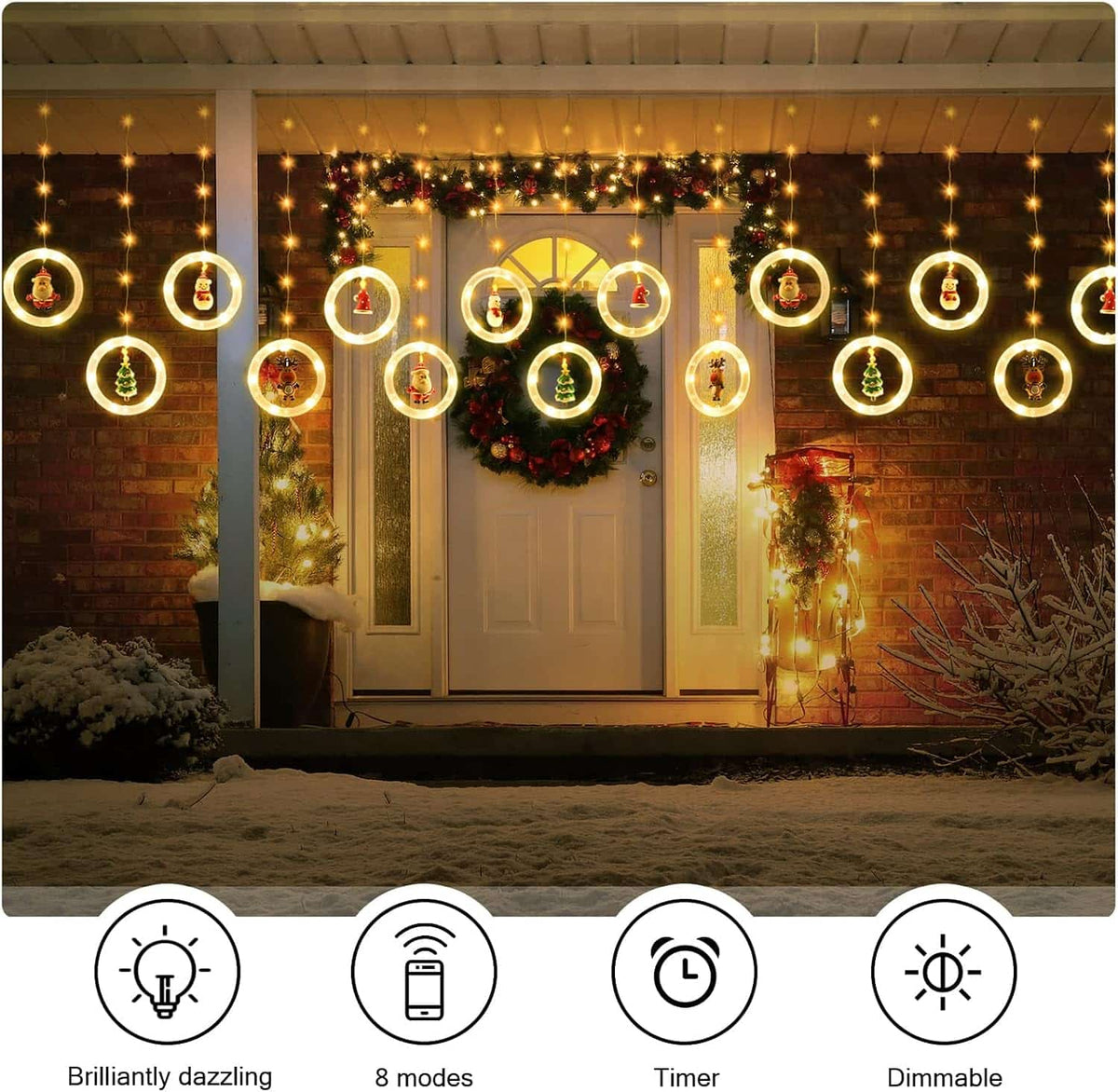 Cortina Extensión De Luces De Navidad De Motivos Y Funciones