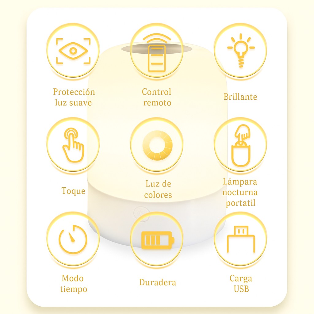 Lámpara Led Mesa Táctil Despertador Recargable Control Bebe