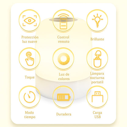 Lámpara Led Mesa Táctil Despertador Recargable Control Bebe