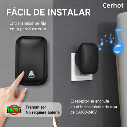 Timbre Inalámbrico Doble Autónomo. No Requiere Pila. Exito C