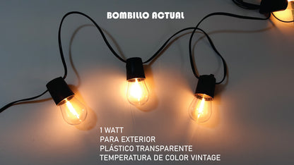 Lampara Extension De Bombillos Vintage Led Exteriores 10 metros