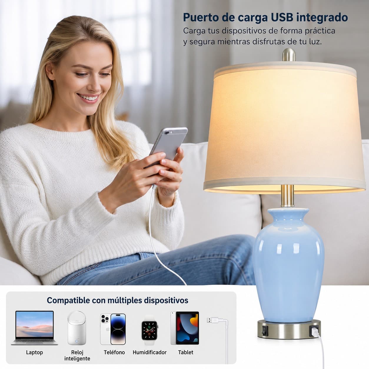 Lámpara De Mesa Moderna Cerámica Decorativa Para Sala Habitación Oficina