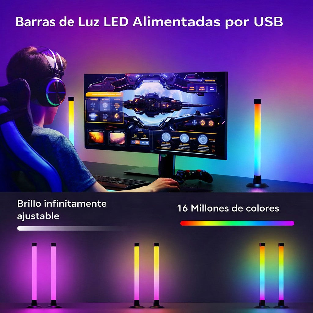 Barras De Luz Led Inteligente Con Sensor Sonido Ritmo Gamer