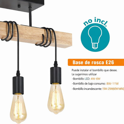 Lampara De Techo Colgante Industrial Estilo Rustico