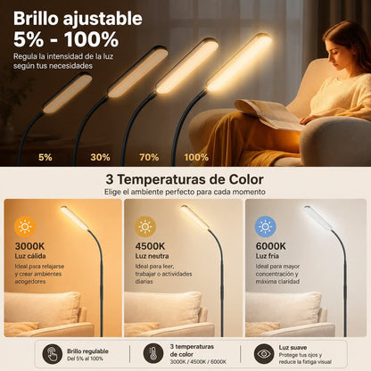 Lámpara De Pie Cuello De Cisne Led. Exito Corp