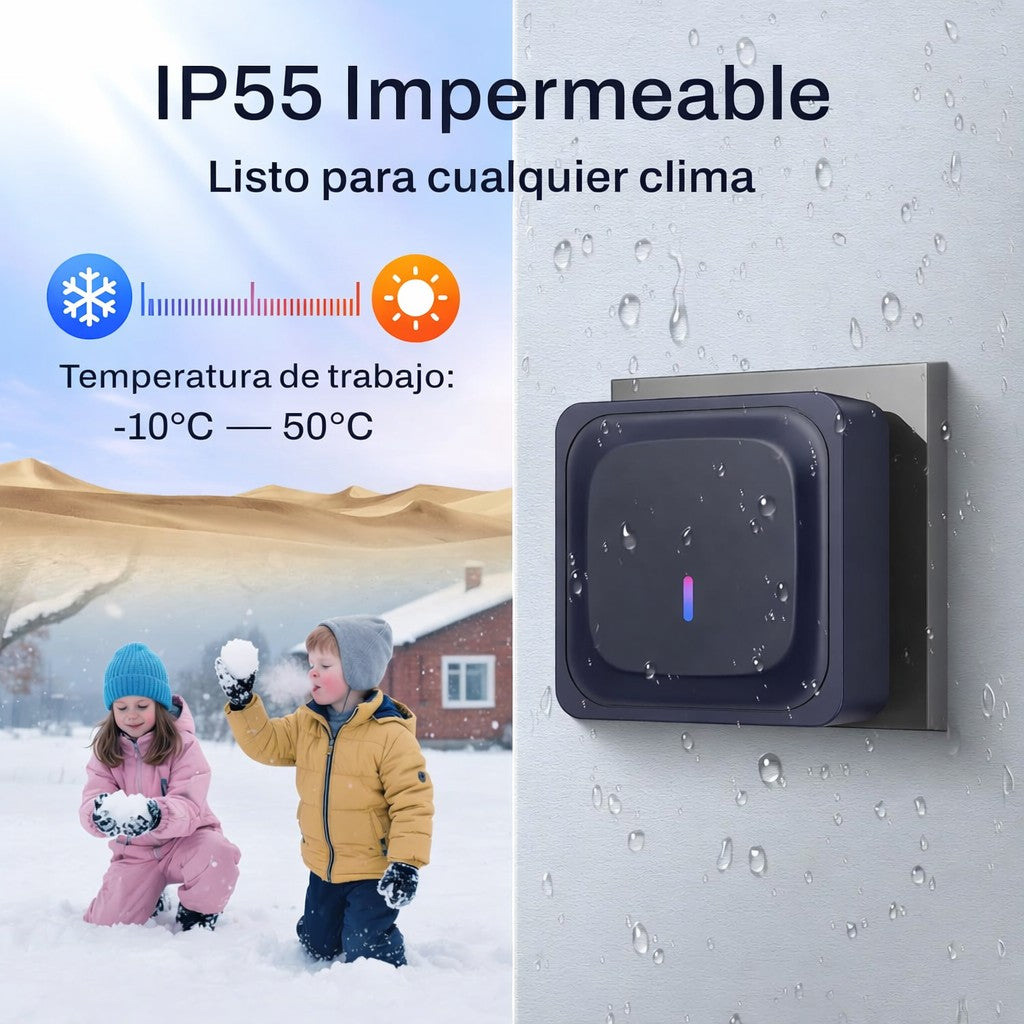 Timbre Inalambrico Impermeable Autónomo. No Requiere Pila.
