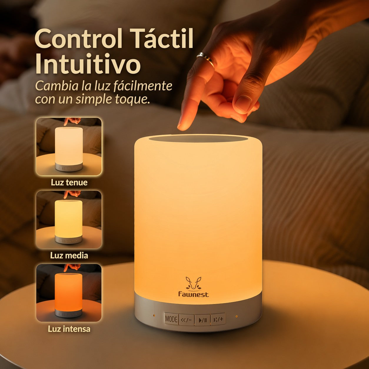 Lámpara Led Mesa Táctil Despertador Recargable Control Bebe