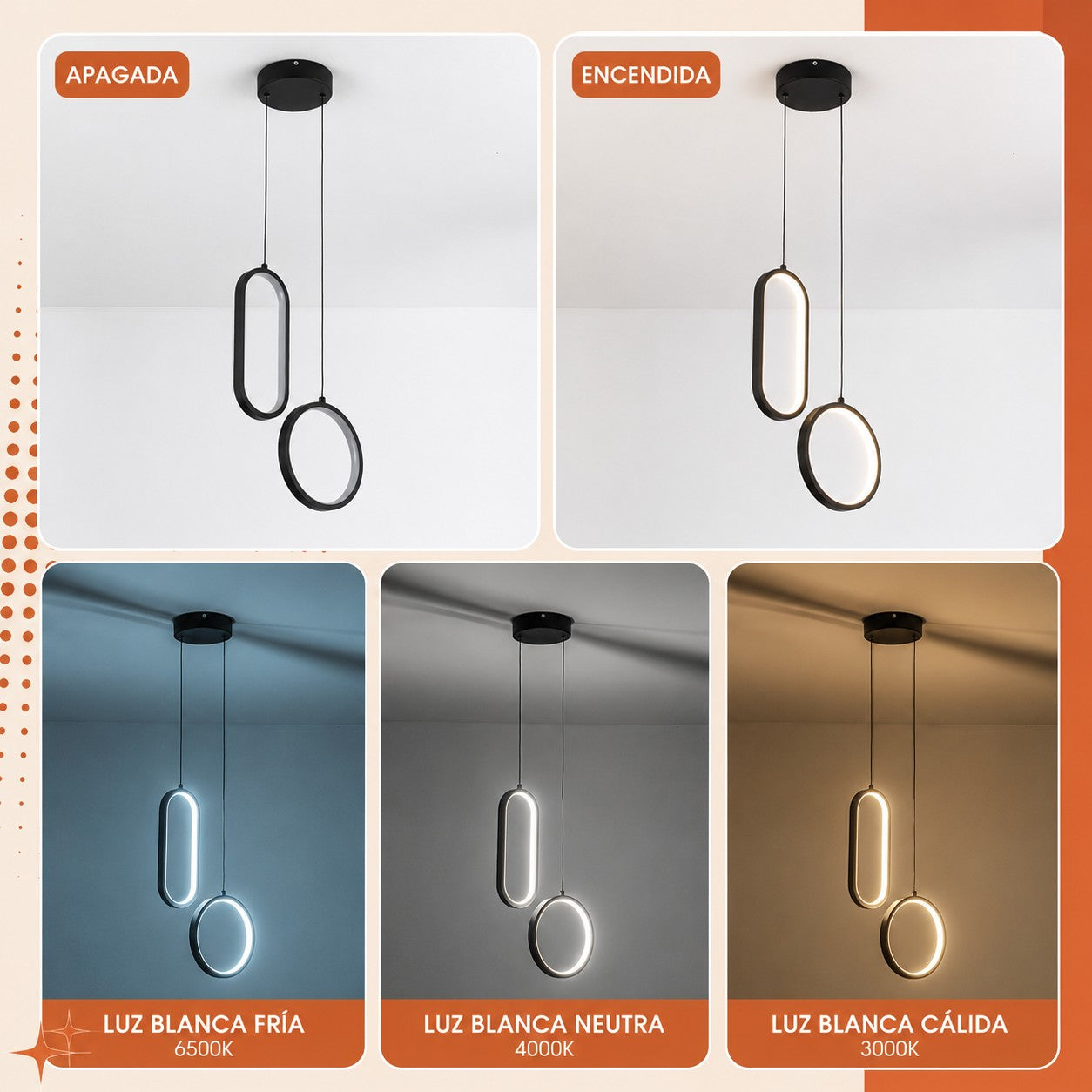 Lámpara Colgante Led Moderna 48w Control Remoto Regulable