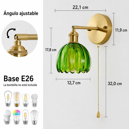 Lampara Aplique De Pared Cristal Vintage Inalambrica