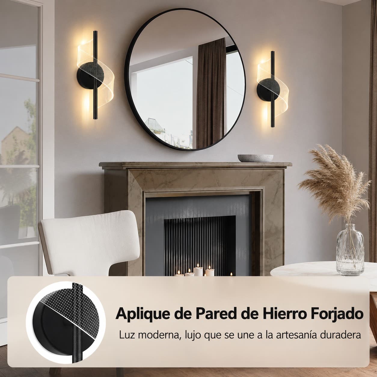 Lámpara De Pared Led Moderna Diseño Espiral 3 Tonos De Luz