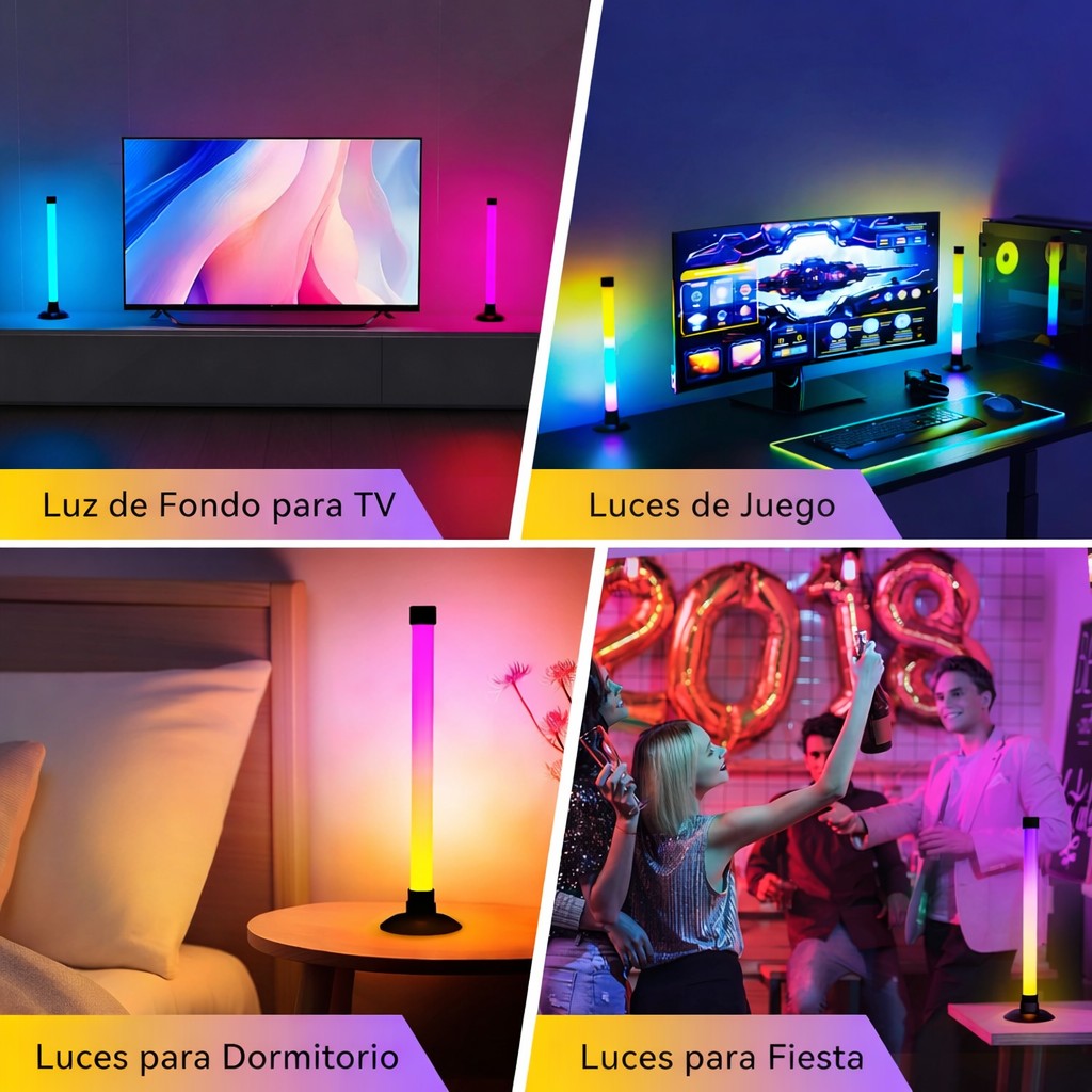 Barras De Luz Led Inteligente Con Sensor Sonido Ritmo Gamer