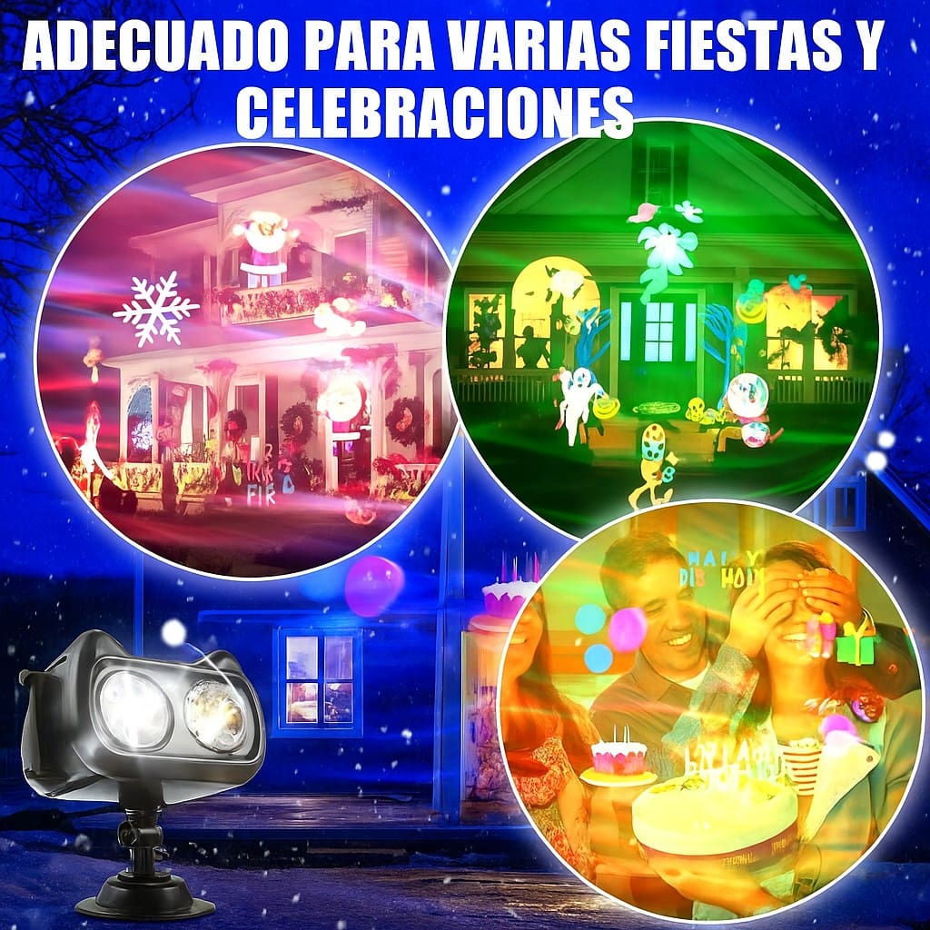 Proyector Reflector Figuras De Navidad Giratorias Multicolor
