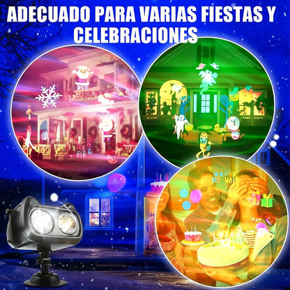 Proyector Reflector Figuras De Navidad Giratorias Multicolor