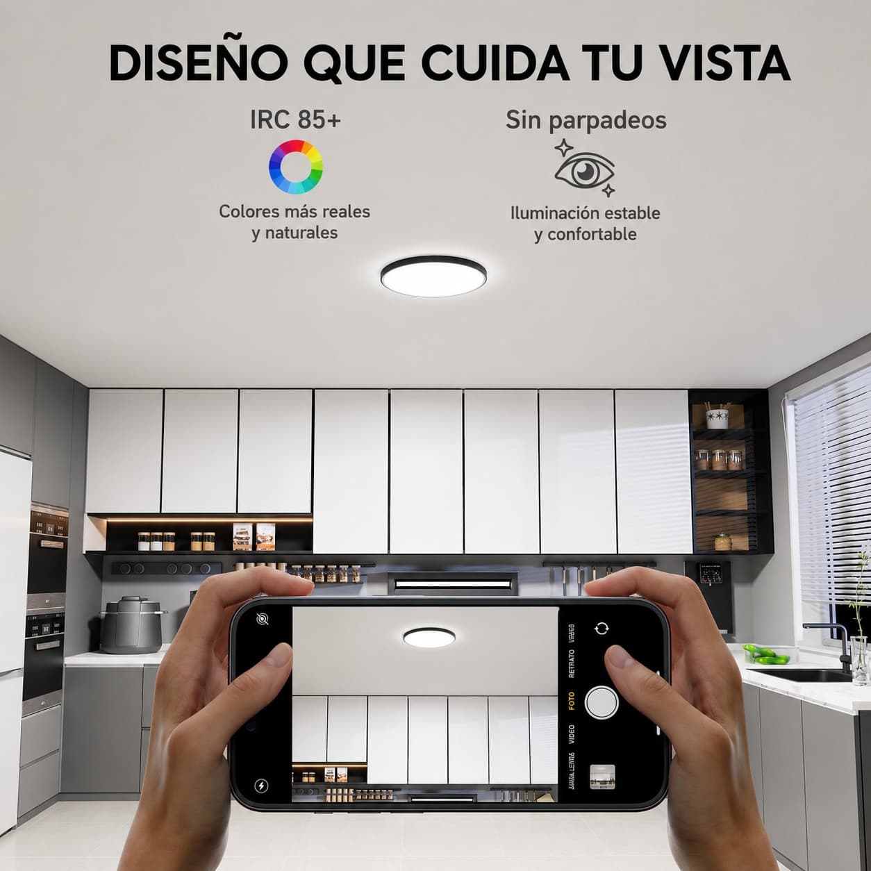 Panel Led 16w 5 Tonos 18cm Plafón Sobreponer Negro