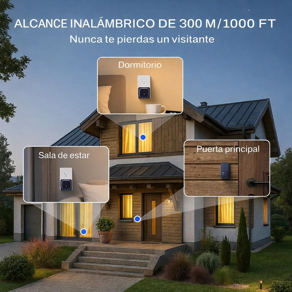 Timbre Inalambrico Impermeable Autónomo. No Requiere Pila.